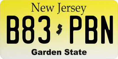 NJ license plate B83PBN