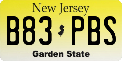 NJ license plate B83PBS