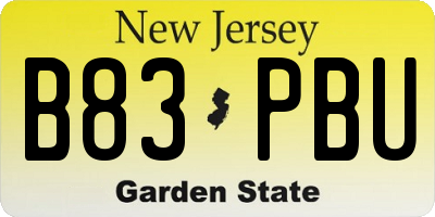 NJ license plate B83PBU