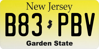 NJ license plate B83PBV