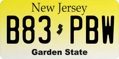 NJ license plate B83PBW