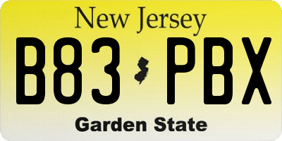 NJ license plate B83PBX