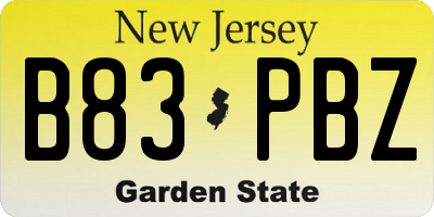 NJ license plate B83PBZ