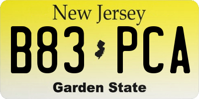 NJ license plate B83PCA