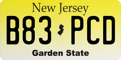 NJ license plate B83PCD