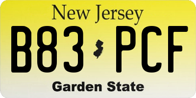 NJ license plate B83PCF