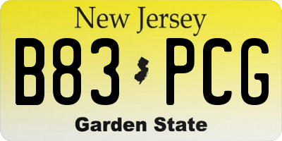 NJ license plate B83PCG