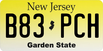 NJ license plate B83PCH