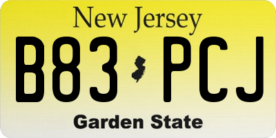 NJ license plate B83PCJ