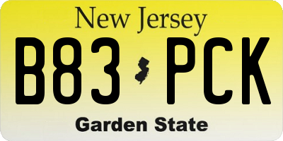 NJ license plate B83PCK