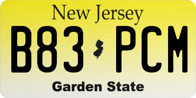 NJ license plate B83PCM