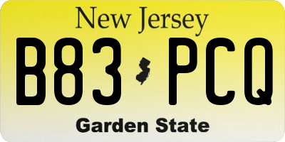 NJ license plate B83PCQ