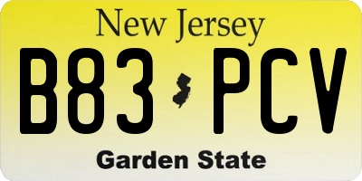 NJ license plate B83PCV