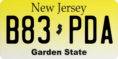 NJ license plate B83PDA