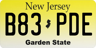 NJ license plate B83PDE