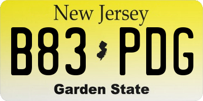 NJ license plate B83PDG