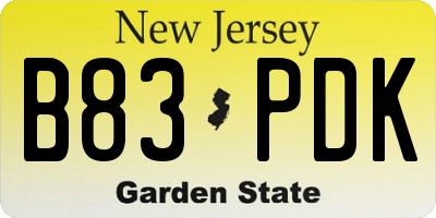 NJ license plate B83PDK