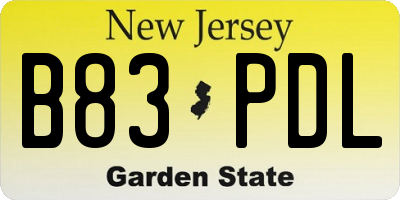 NJ license plate B83PDL