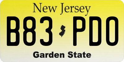 NJ license plate B83PDO