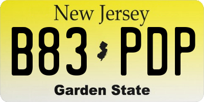 NJ license plate B83PDP