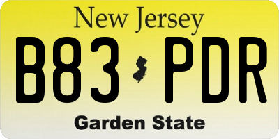 NJ license plate B83PDR