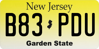 NJ license plate B83PDU