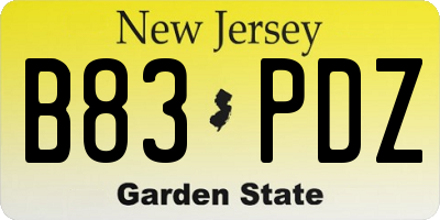 NJ license plate B83PDZ