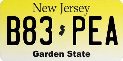 NJ license plate B83PEA