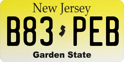 NJ license plate B83PEB