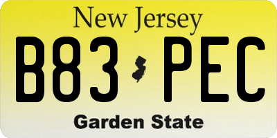NJ license plate B83PEC
