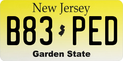 NJ license plate B83PED