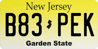 NJ license plate B83PEK