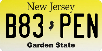 NJ license plate B83PEN