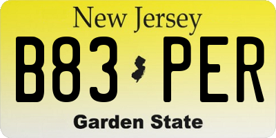 NJ license plate B83PER