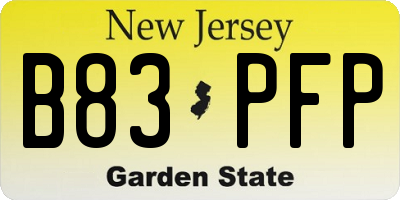 NJ license plate B83PFP
