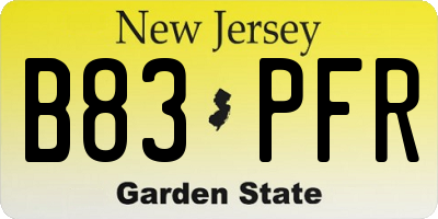 NJ license plate B83PFR