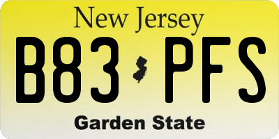 NJ license plate B83PFS