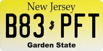 NJ license plate B83PFT
