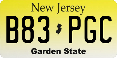 NJ license plate B83PGC