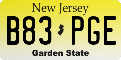 NJ license plate B83PGE
