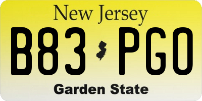 NJ license plate B83PGO