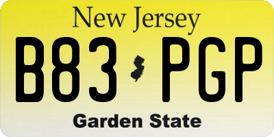 NJ license plate B83PGP