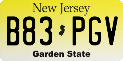 NJ license plate B83PGV