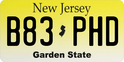 NJ license plate B83PHD