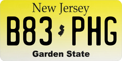 NJ license plate B83PHG