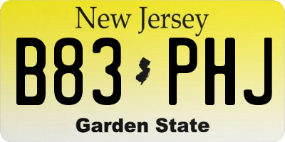 NJ license plate B83PHJ