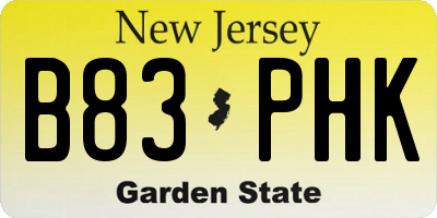 NJ license plate B83PHK