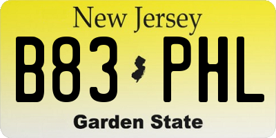NJ license plate B83PHL