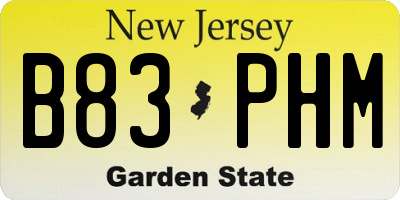 NJ license plate B83PHM