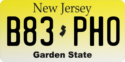 NJ license plate B83PHO